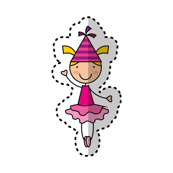 Lindo personaje de chica con sombrero de fiesta — Vector de stock