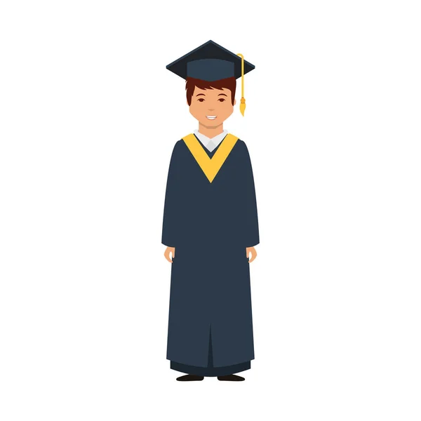 Estudante com uniforme de graduação — Vetor de Stock
