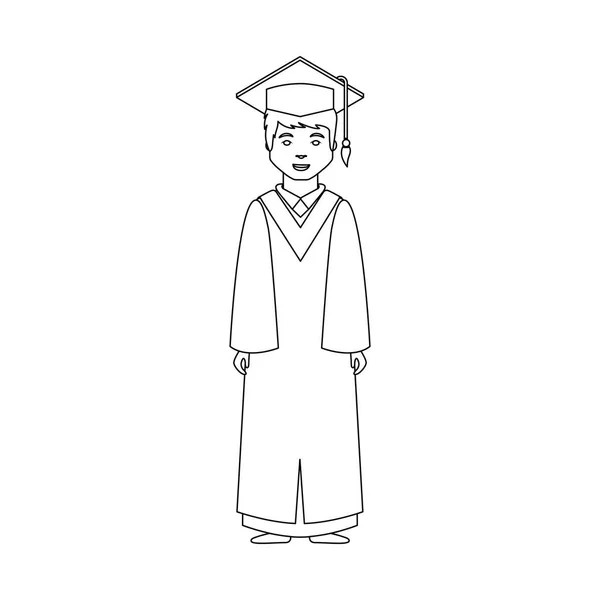 Étudiant avec uniforme de fin d'études — Image vectorielle