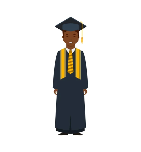 Estudiante con uniforme de graduación — Vector de stock