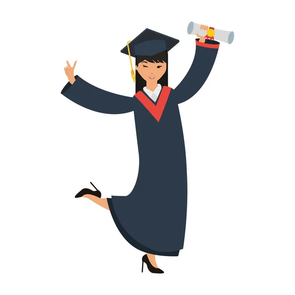 Estudiante con uniforme de graduación — Vector de stock