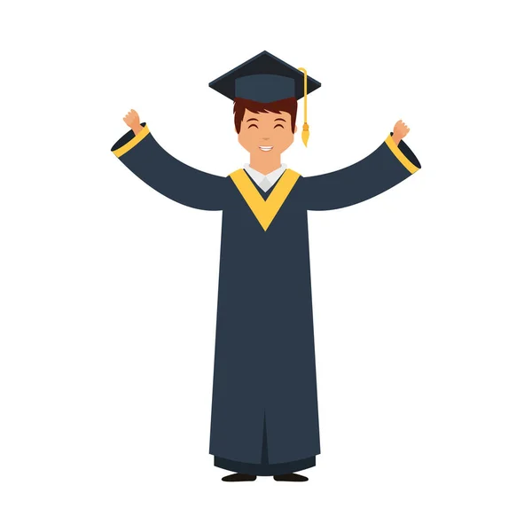 Estudiante con uniforme de graduación — Vector de stock