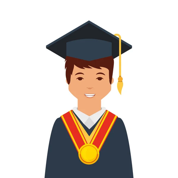 Estudiante con uniforme de graduación — Archivo Imágenes Vectoriales