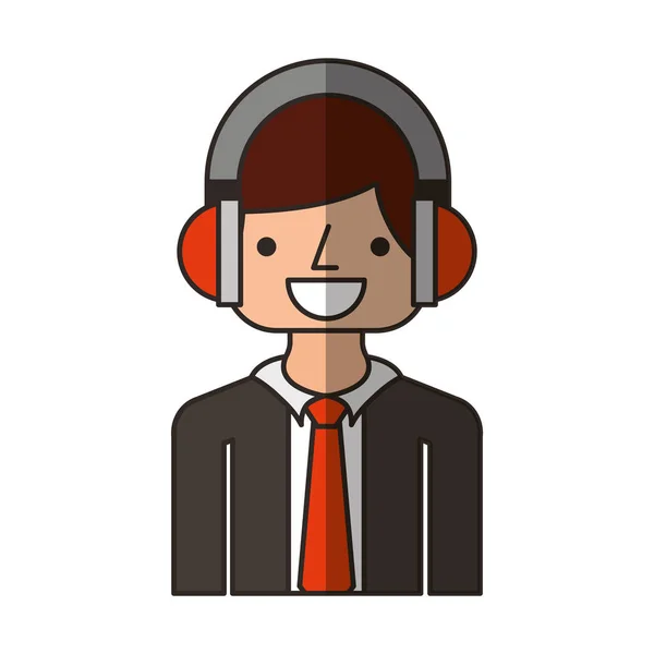 Geschäftsmann mit Headset-Ikone — Stockvektor