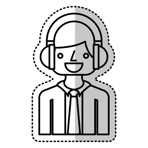 Biznesmen znak z zestawu słuchawkowego ikona na białym tle — Wektor stockowy