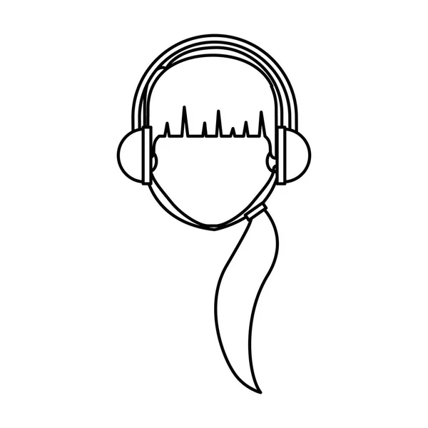 耳机性格的年轻女子 — 图库矢量图片