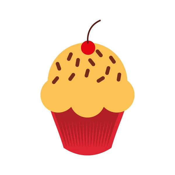 Sweet and delicious cupcake icon — Stock Vector