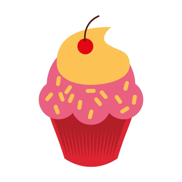 Sweet and delicious cupcake icon — Stock Vector