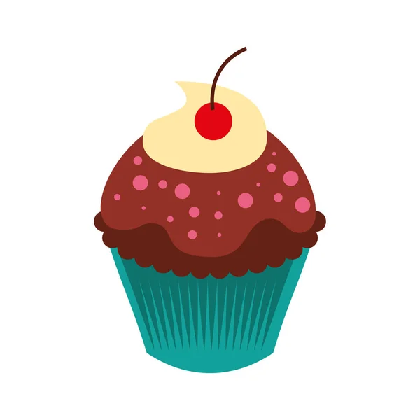 Édes és finom cupcake ikon — Stock Vector