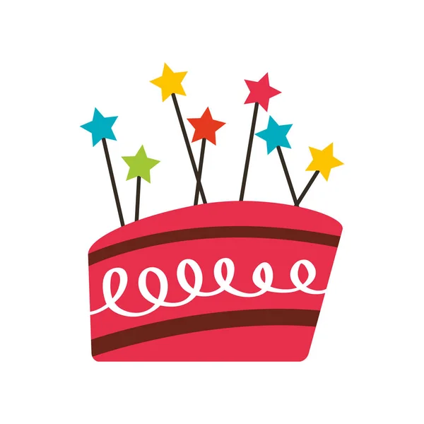 Сладкий и вкусный день рождения икона торта — стоковый вектор