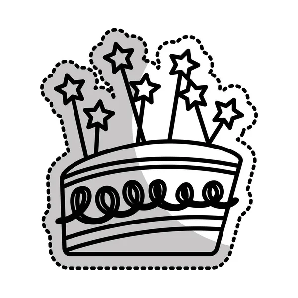 Dulce y delicioso icono de pastel de cumpleaños — Vector de stock