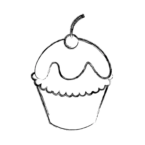Dulce y delicioso cupcake icono — Vector de stock