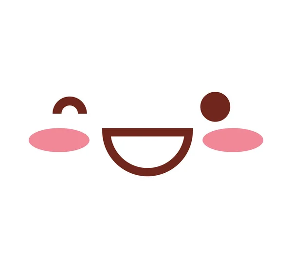 Kawaii faccia emoticon icona — Vettoriale Stock