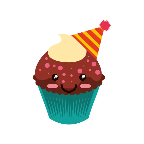 Delicioso carácter cupcake kawaii — Archivo Imágenes Vectoriales