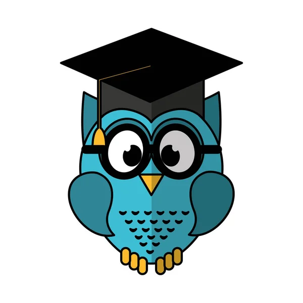 Hibou avec icône chapeau de graduation — Image vectorielle
