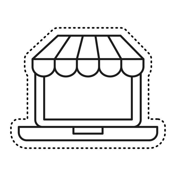 Ordenador portátil ecommerce icono aislado — Archivo Imágenes Vectoriales
