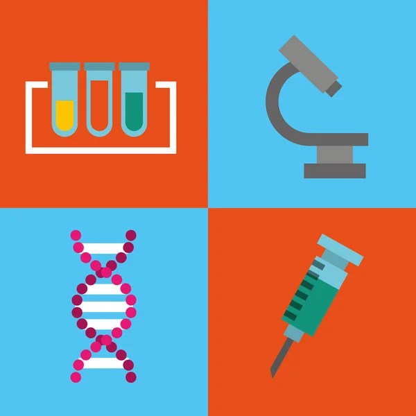 Laboratório científico ícones de linha plana —  Vetores de Stock