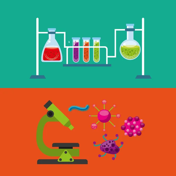 Laboratorio scientifico icone a linea piana — Vettoriale Stock