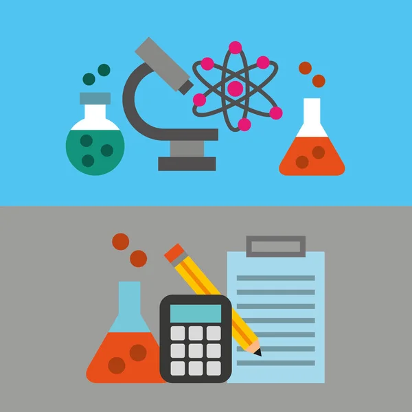 Iconos de línea plana de laboratorio científico — Archivo Imágenes Vectoriales