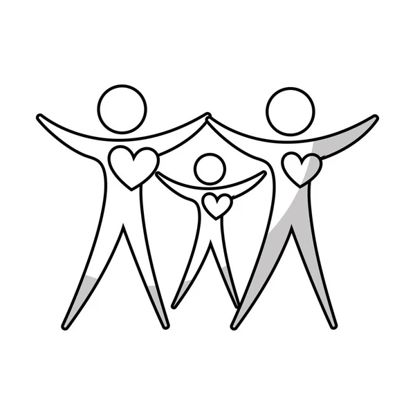 Familie silhouet gezondheidszorg pictogram — Stockvector