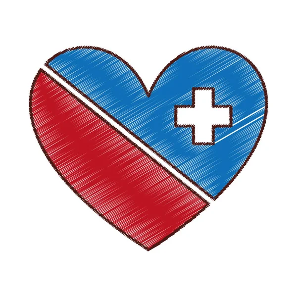 Сердце с медицинским символом — стоковый вектор