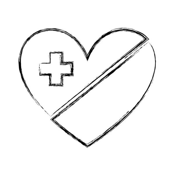 Heart with medical symbol — Stock Vector