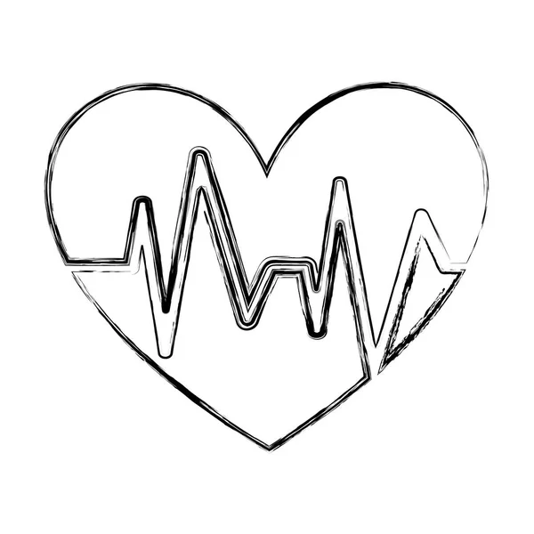Coração com símbolo de pulso — Vetor de Stock