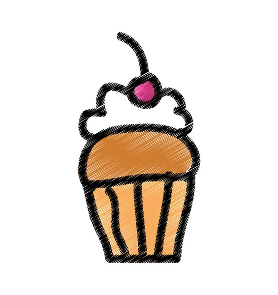 Finom édes cupcake ikon — Stock Vector