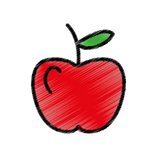 Pomme fruits frais dessin icône — Image vectorielle