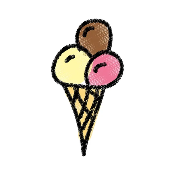 Delicioso icono de helado dulce — Vector de stock