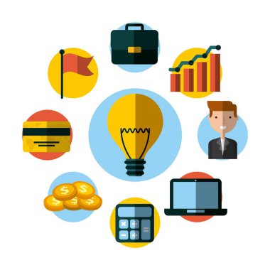 ampul ışık ve para simgeleri