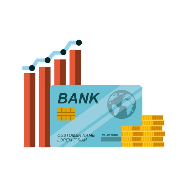 Moedas de cartão de crédito e ouro — Vetor de Stock