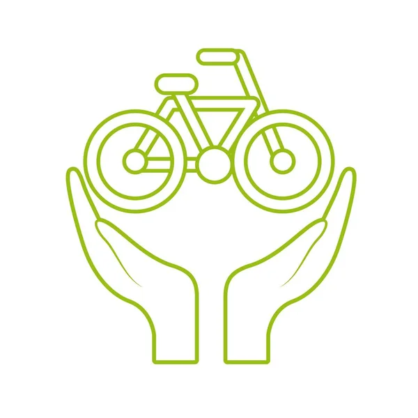 Handen en fiets pictogram — Stockvector