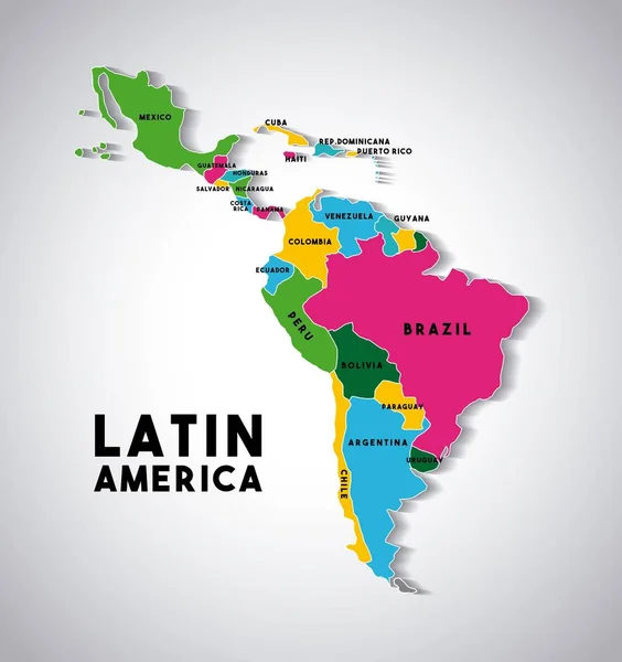 Латинська Америка карта — стоковий вектор
