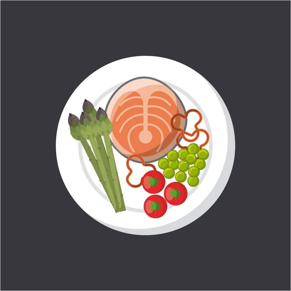 Fish and vegetables icon — Stock Vector