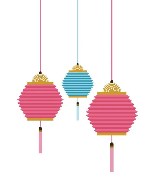 Decoraciones de linternas chinas — Vector de stock