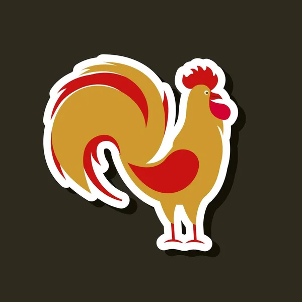 Rooster icon of chinese calendar — Stock Vector