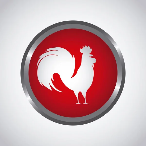 Rooster icon of chinese calendar — Stock Vector