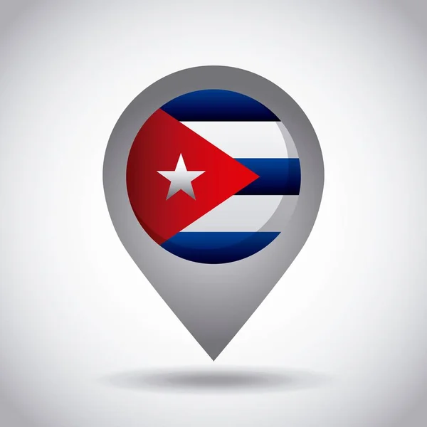 Pino de bandeira cuba — Vetor de Stock