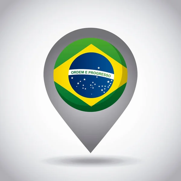 Brezilya bayrağı pin — Stok Vektör