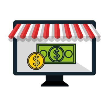 elektronik ticaret düz çizgi simgeler