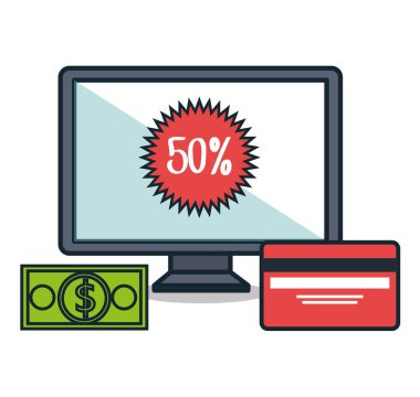 elektronik ticaret düz çizgi simgeler