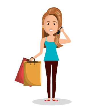 çanta hediye izole tutan kadın karikatür