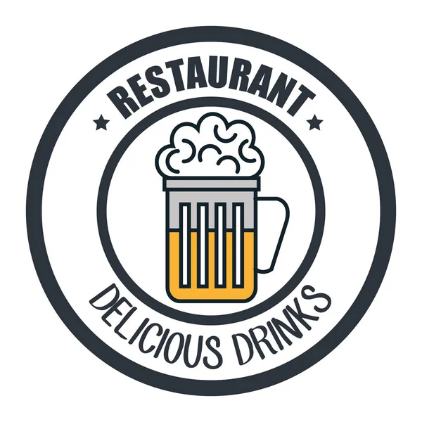 Boissons menu restaurant icône isolée — Image vectorielle