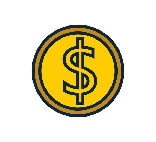 Pièce dollar argent plat icône — Image vectorielle