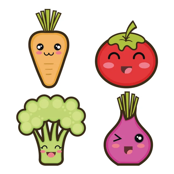 Set cartoon vegetables design — Stock Vector