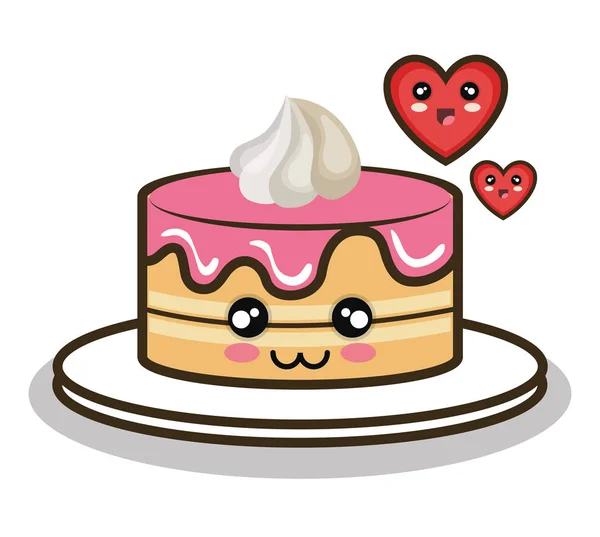 Torta del fumetto amore dessert design — Vettoriale Stock