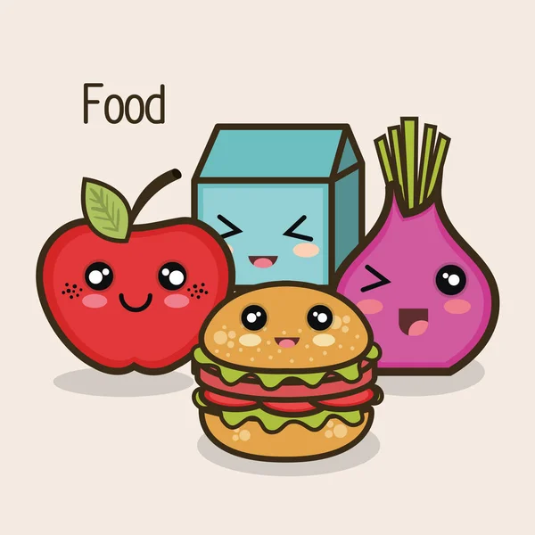 Set Cartoon Food Design — Stockvektor