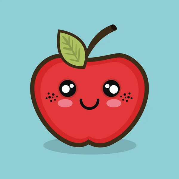 Dessin animé pomme fruit design — Image vectorielle
