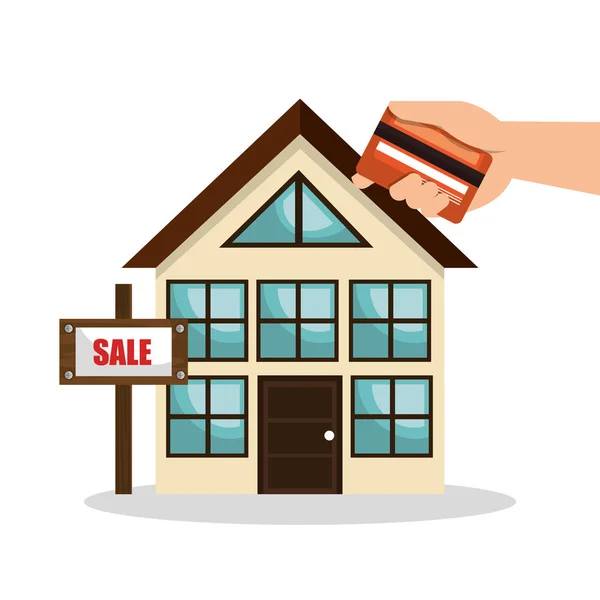 Casa immobiliare vendere carta di credito business design — Vettoriale Stock